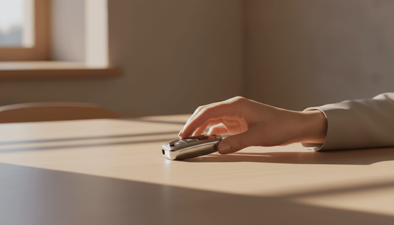 Car key on a table