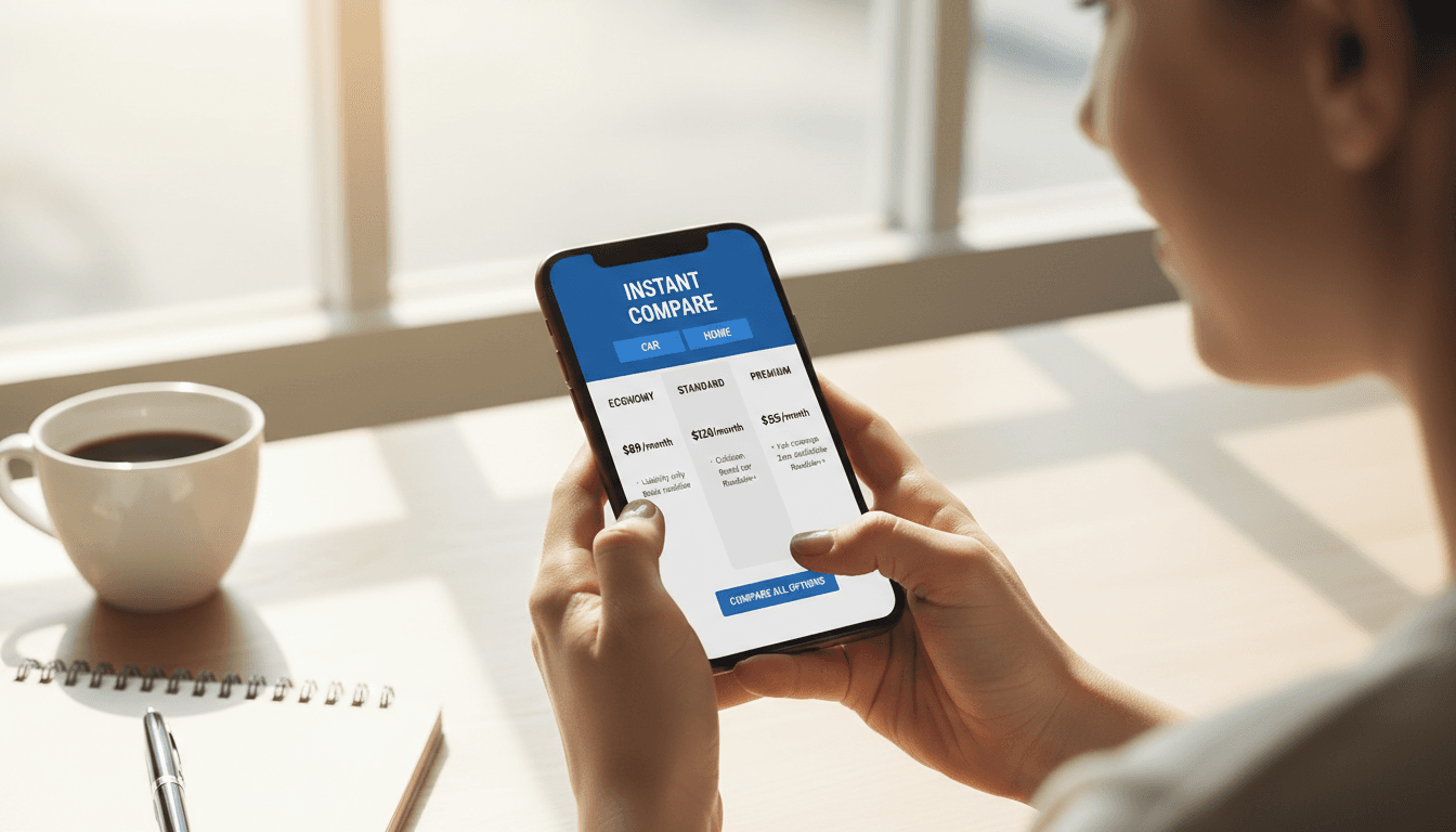 Close-up of a phone screen showing an insurance form